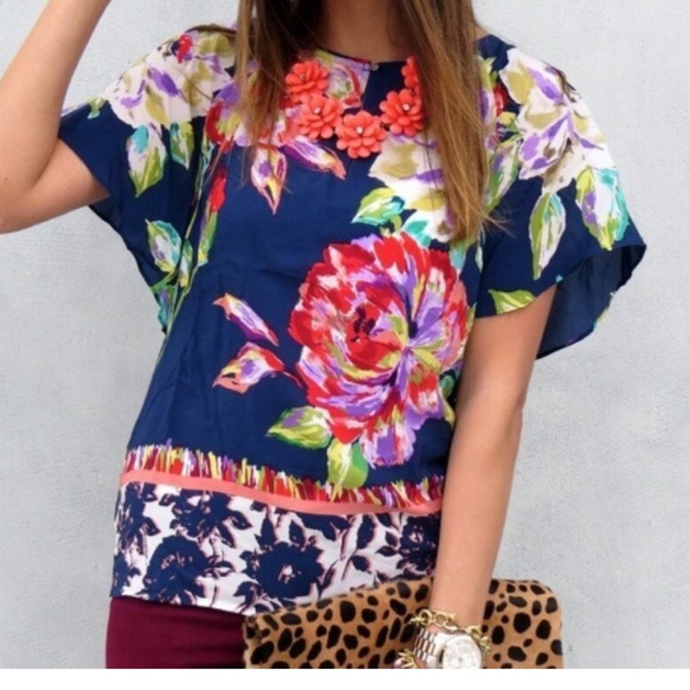 Anthropologie Maeve Gardenia Floral Silk
Blouse Size 0